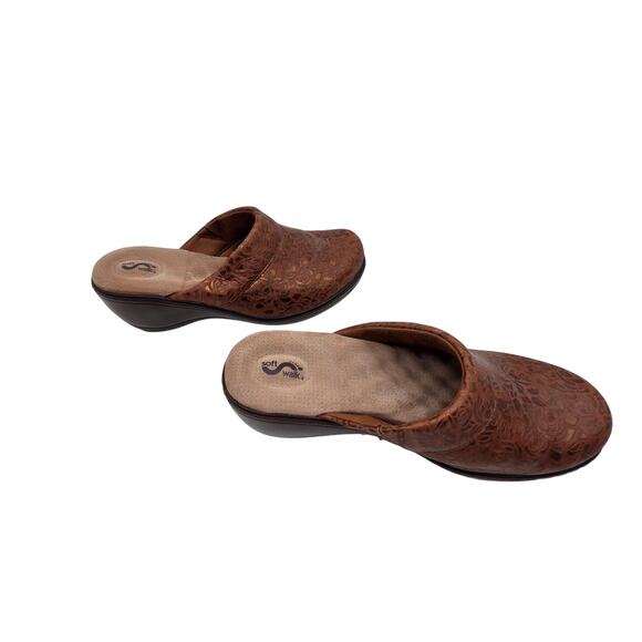 Soft Walk Slide In Leather Mules Clogs Size 8 - Picture 3 of 9